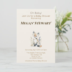 Invitation Fête de bébé Renard des Bois