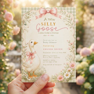Invitation Fête de bébé rose Coquette Canard Silly Vintage