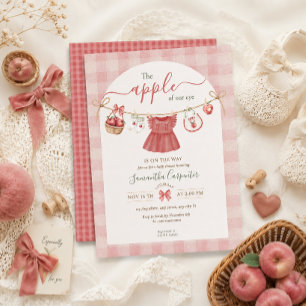Invitation Fête de bébé rose poussiéreuse L'Apple Of Our Eye 