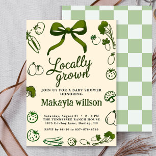 Invitation Fête de bébé rustique et faite à la main, produits