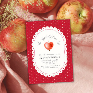 Invitation Fête de bébé Rustique Rouge Automne Vintage Pomme