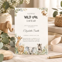 Fête de bébé Safari Animaux & Verdure à l'aquarell