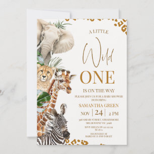 Invitation Fête de bébé Safari Guépard Brun Moderne Wild One