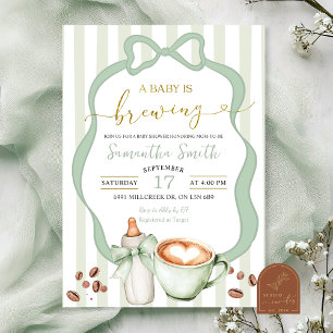 Invitation Fête de bébé Sage Coquette Stripes bébé en prépara