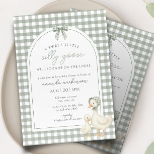 Invitation Fête de Bébé Sage Vert Silly Goose Storybook