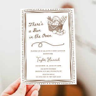 Invitation Fête de Bébé Shower Bébé Brun Dessiné au Four