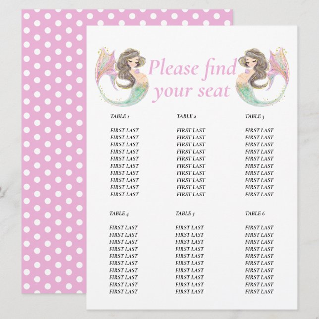 Invitation Fête de bébé sirène sous la mer (Devant / Derrière)