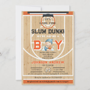 Invitation Fête de bébé Slam Dunk Basketball Personnalisée