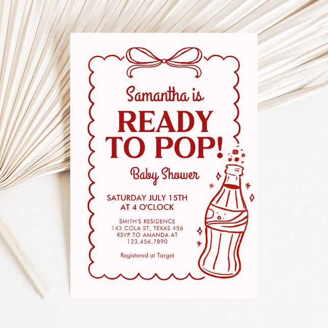 Invitation Fête de Bébé Soda Prête à Exploser (She's Ready to Pop Baby Shower Invitation)