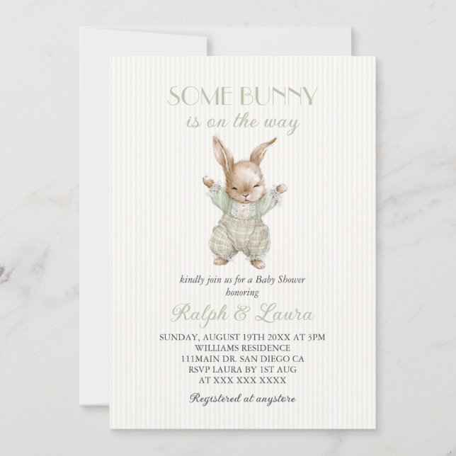 Invitation Fête de bébé Some Bunny (Devant)