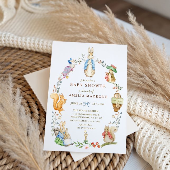 Invitation Fête de bébé sur le thème de Beatrix Potter Peter  (Créateur téléchargé)