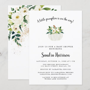 Invitation Fête de Bébé sur le thème de Citrouille Florale Aq