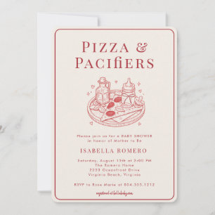 Invitation Fête de bébé sur le thème italien Pizza et Tétines