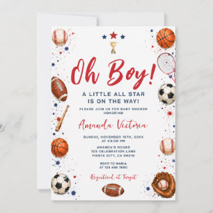 Invitation Fête de Bébé sur le Thème Sport Boy Ball All Star