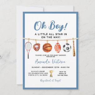 Invitation Fête de Bébé sur le Thème Sport Boy Ball All Star