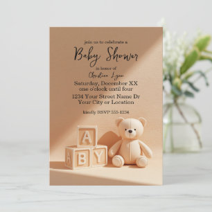 Invitation Fête de bébé Teddy Bear Plush neutre en genre