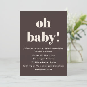 Invitation Fête de bébé Terreux Brun Moderne Simple et Amusan