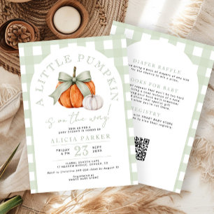 Invitation Fête de bébé thème citrouille et sauge en un seul