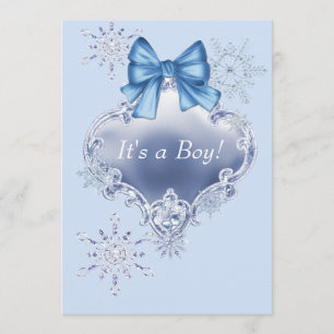 Invitation Fête de bébé thème hiver merveilleux flocon de nei