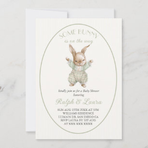 Invitation Fête de bébé thème lapin genre neutre