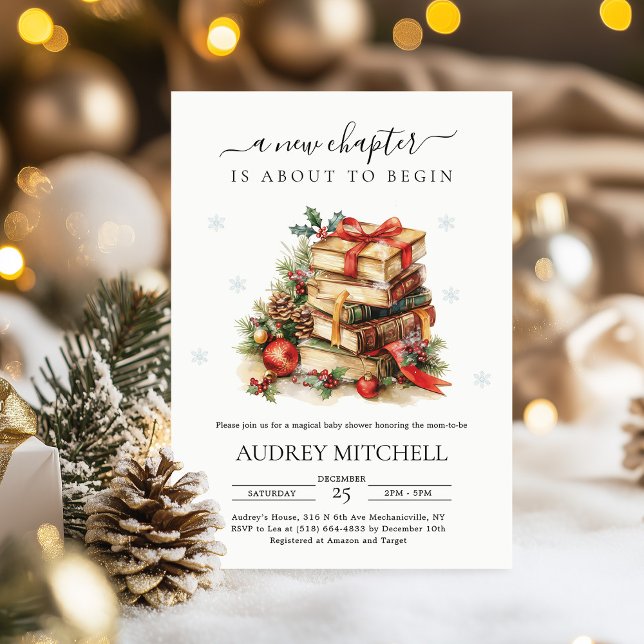Invitation Fête de bébé thème livre de Noël (Créateur téléchargé)