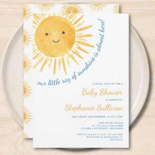Invitation Fête de Bébé Thème Soleil Garçon