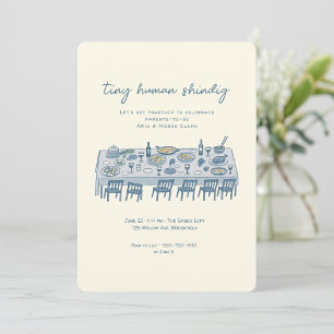 Invitation Fête de Bébé 'Tiny Human Shindig' Dessinée à la Ma
