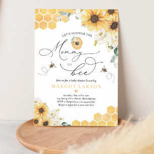 Invitation Fête de bébé tournesol maman à abeille
