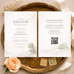 Invitation Fête de Bébé Tout en Un Douce Petite Dragon