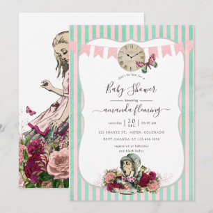 Invitation Fête de bébé Trendy Vintage Alice au Pays des Merv