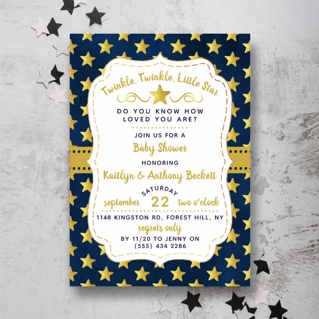 Invitation Fête de Bébé Twink, Twinkle Little Star (Créateur téléchargé)