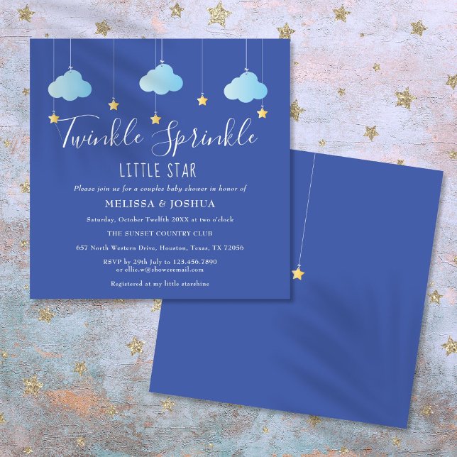 Invitation Fête de bébé Twinkle Sprinkle Little Star pour cou (Twinkle Sprinkle Little Star Couples Baby Sprinkle Invitation)