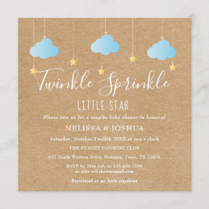 Invitation Fête de bébé Twinkle Sprinkle Little Star Rustique