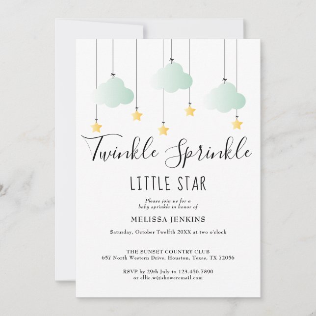 Invitation Fête de bébé Twinkle Sprinkle Neutral tout-en-un (Devant)