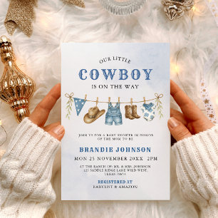 Invitation Fête de Bébé Vêtements de Petit Cow-Boy Moderne su