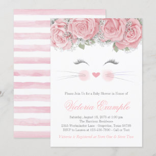 Invitation Fête de Bébé Visage de Chat