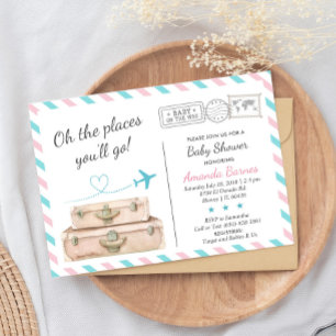 Invitation Fête de bébé voyage révélation de sexe neutre Spri