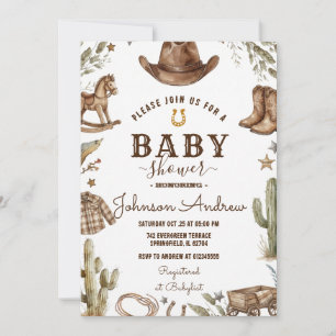 Invitation Fête de bébé Western Wild West Rodéo Garçon