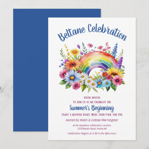 Invitation Fête de Beltane Été Floral Arc-en-ciel Sabbat