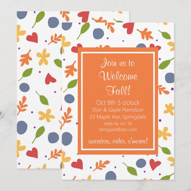 Invitation Fête de bienvenue d'automne (Devant / Derrière)