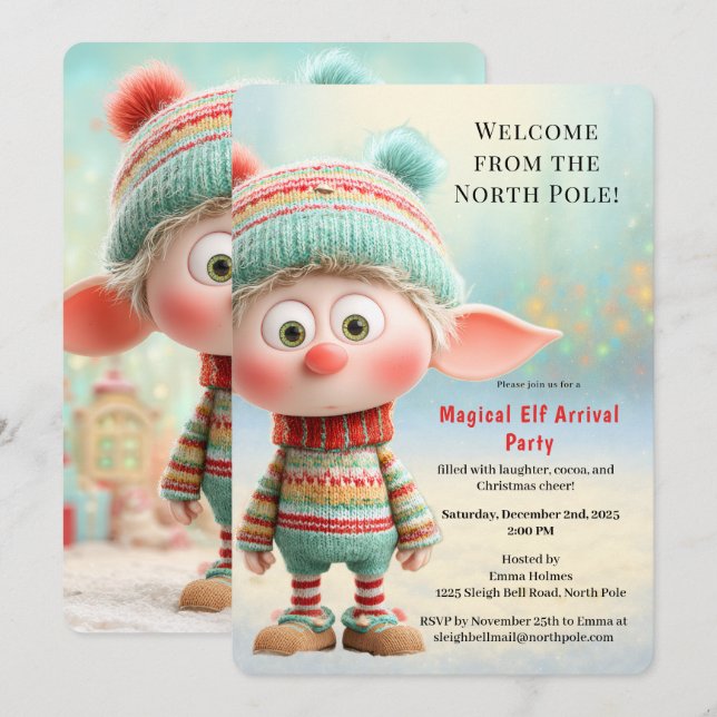 Invitation Fête de Bienvenue de l'Elf | Célébration d'Arrivée (Devant / Derrière)