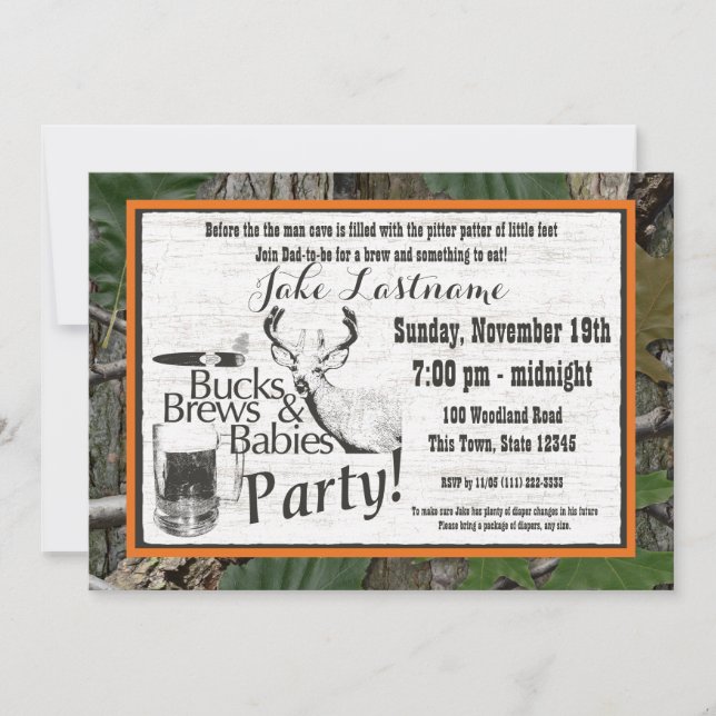 Invitation Fête de bière et de bébés Bucks (Devant)