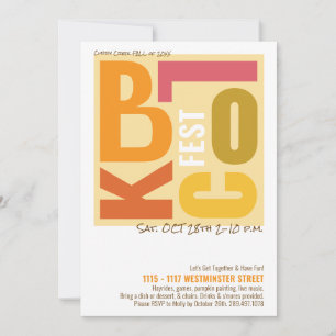 Invitation Fête de Bloc d'Automne de Style Rétro