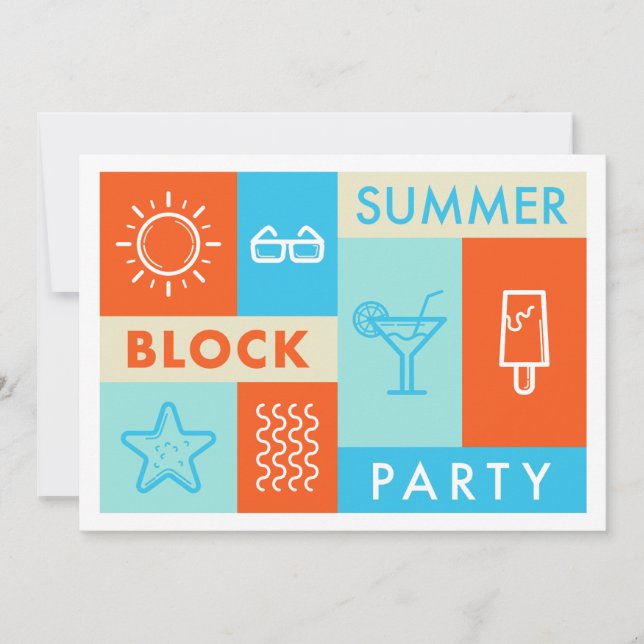Invitation Fête de blocs d'été (Devant)