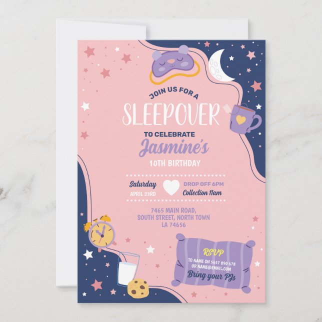 Invitation Fête de bois d'oeuvre Anniversaire Dormir Mignonne (Devant)