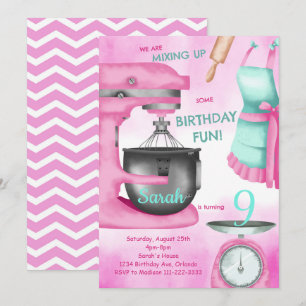 Invitation Fête de boulangerie Filles Enfants Cuisine Anniver
