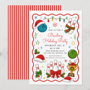 Invitation Fête de bowling des vacances de Noël
