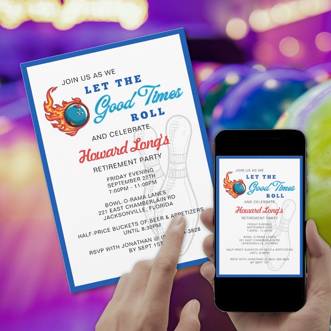 Invitation Fête de Bowling : Que les bons moments défilent (Créateur téléchargé)