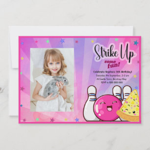 Invitation Fête de Bowling Tie Dye Photo pour Filles