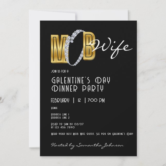 Invitation Fête de brunch de Mob Wife & Cocktail Galentines (Devant)